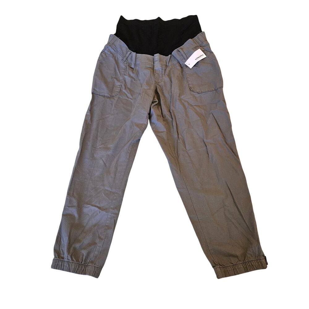 NWT Sonoma Maternity Utility Jogger Pants Women's L Gray Over Belly Cargo